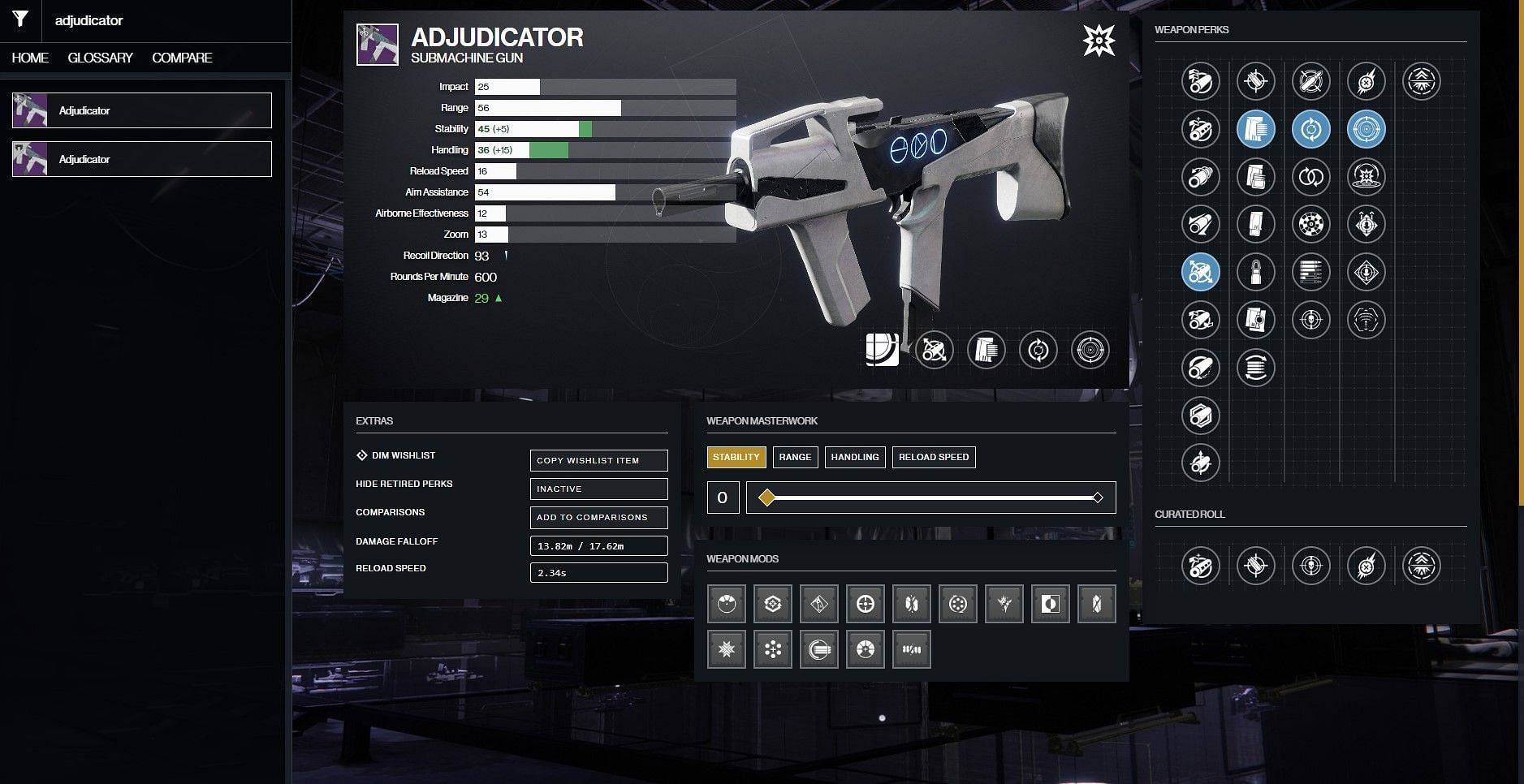 Adjudicator PvE god roll (Image via Bungie)